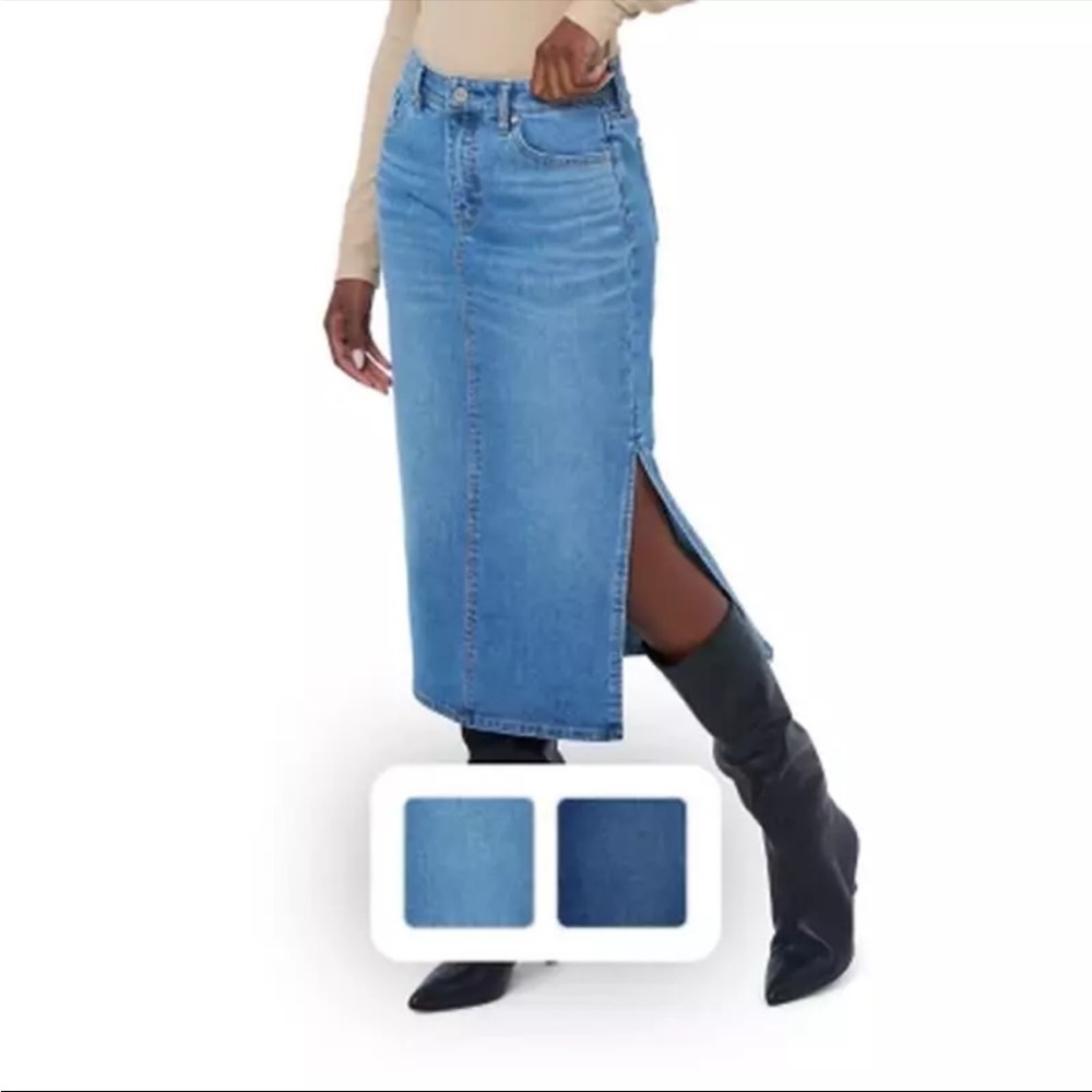 Edited by Remi Bader Denim Midi Skirt with Side Slit size 8 - Picture 3 of 15